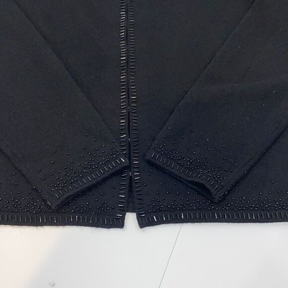 Valerie Stevens Black Cashmere Beaded Cardigan Sweater Size Medium - Picture 5 of 13